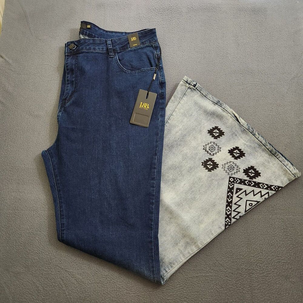 Lucky & Blessed Women 22 Two Toned Flare Aztec Western Jeans NWT